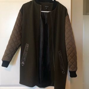 Topshop Military Longline Green Coat